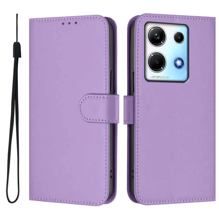 For Infinix Note 30 4G / 5G Skin Feel Solid Color Leather Phone Case with Lanyard