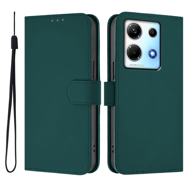 For Infinix Note 30 4G / 5G Skin Feel Solid Color Leather Phone Case with Lanyard