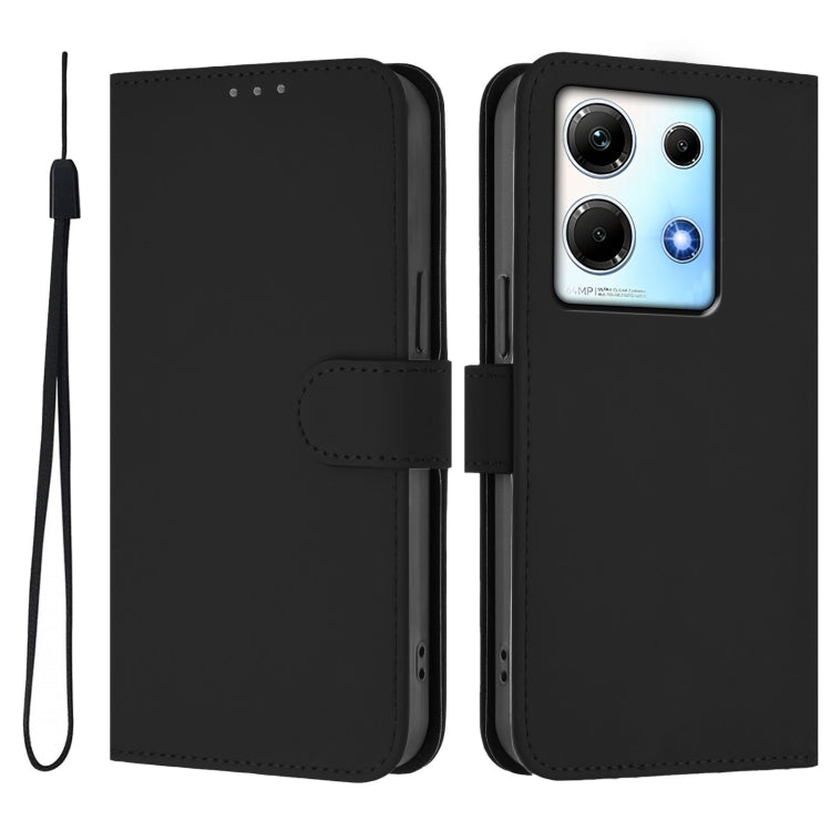 For Infinix Note 30 4G / 5G Skin Feel Solid Color Leather Phone Case with Lanyard