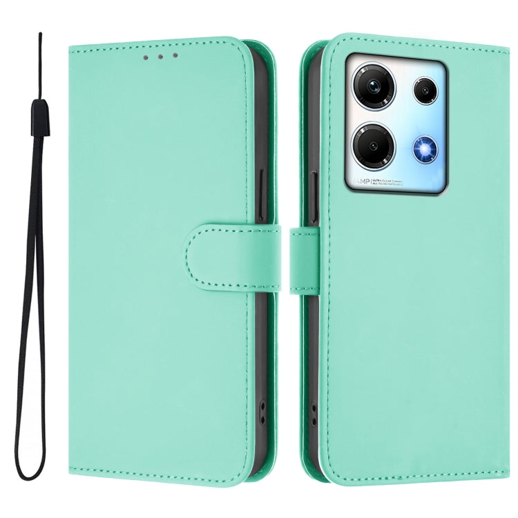 For Infinix Note 30 4G / 5G Skin Feel Solid Color Leather Phone Case with Lanyard