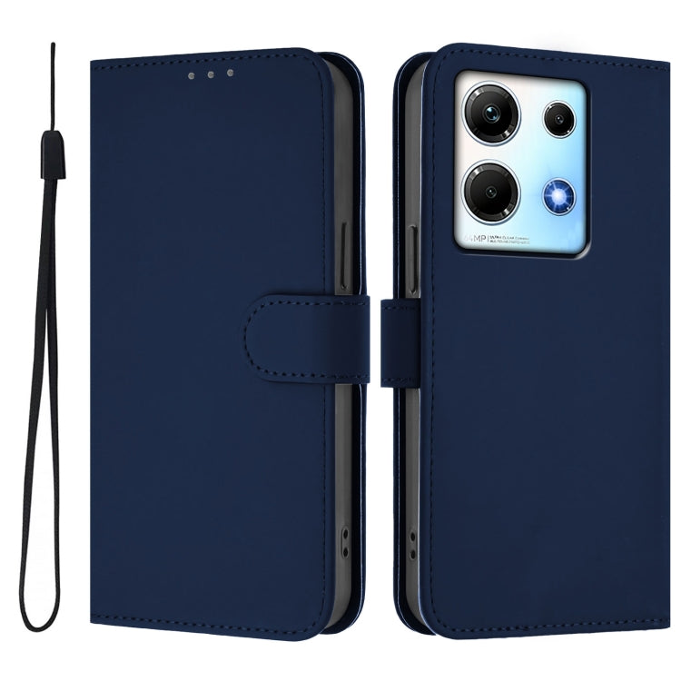 For Infinix Note 30 4G / 5G Skin Feel Solid Color Leather Phone Case with Lanyard