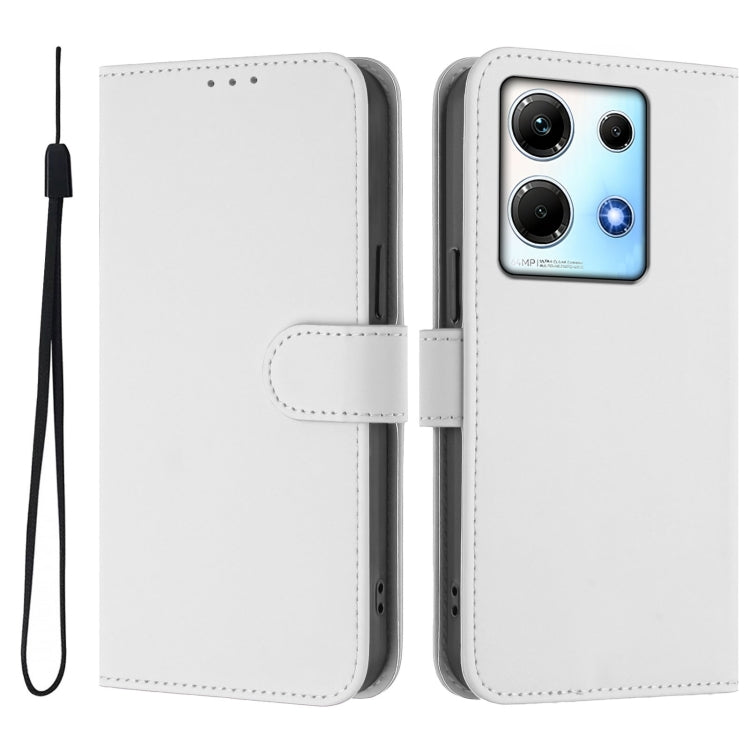 For Infinix Note 30 4G / 5G Skin Feel Solid Color Leather Phone Case with Lanyard