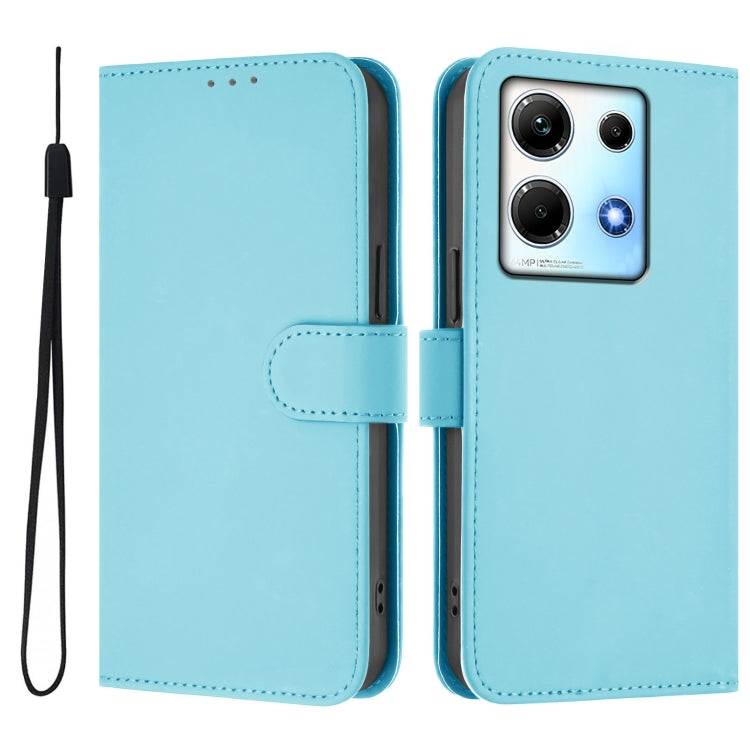 For Infinix Note 30 4G / 5G Skin Feel Solid Color Leather Phone Case with Lanyard