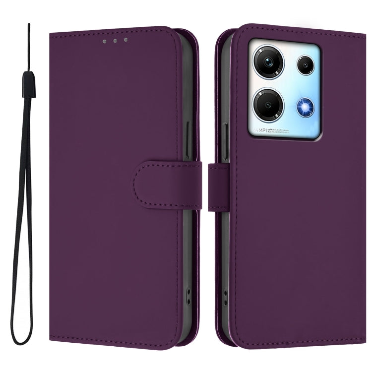 For Infinix Note 30 4G / 5G Skin Feel Solid Color Leather Phone Case with Lanyard