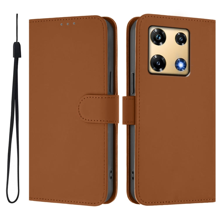 For Infinix Note 30 Pro 4G Skin Feel Solid Color Leather Phone Case with Lanyard