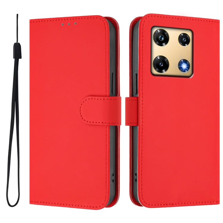 For Infinix Note 30 Pro 4G Skin Feel Solid Color Leather Phone Case with Lanyard