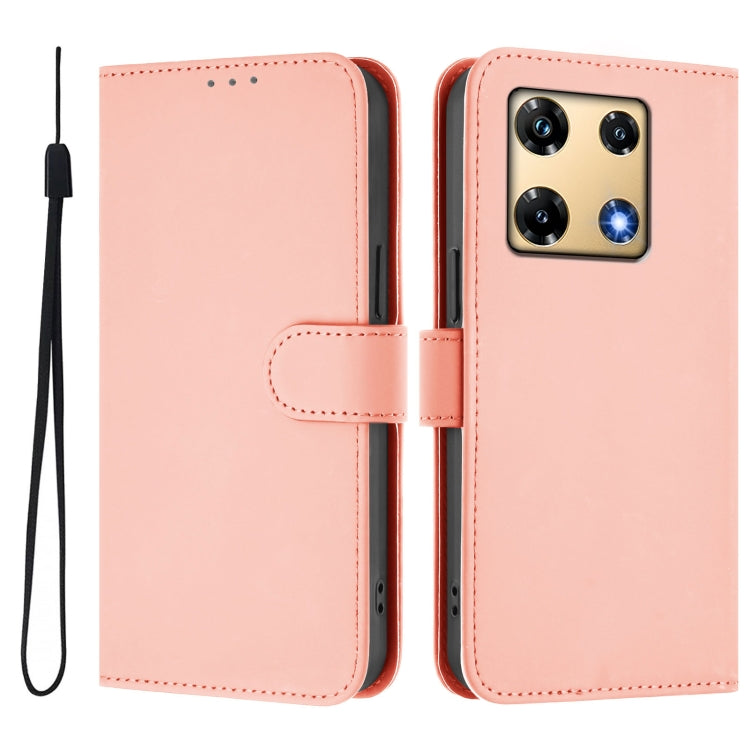 For Infinix Note 30 Pro 4G Skin Feel Solid Color Leather Phone Case with Lanyard
