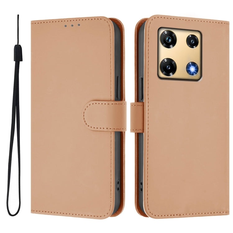 For Infinix Note 30 Pro 4G Skin Feel Solid Color Leather Phone Case with Lanyard