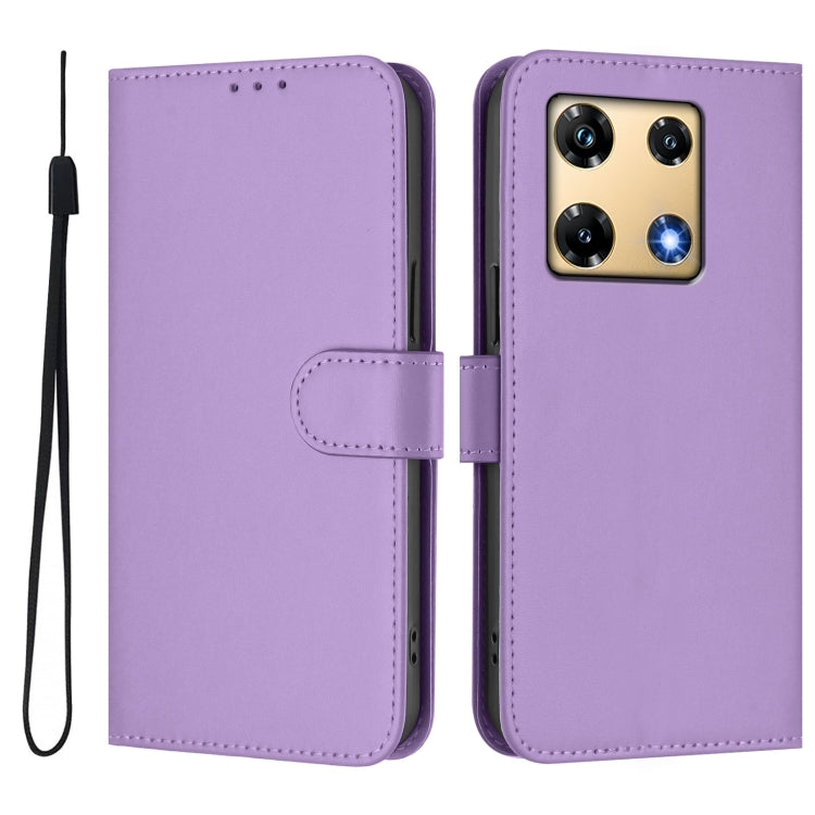 For Infinix Note 30 Pro 4G Skin Feel Solid Color Leather Phone Case with Lanyard