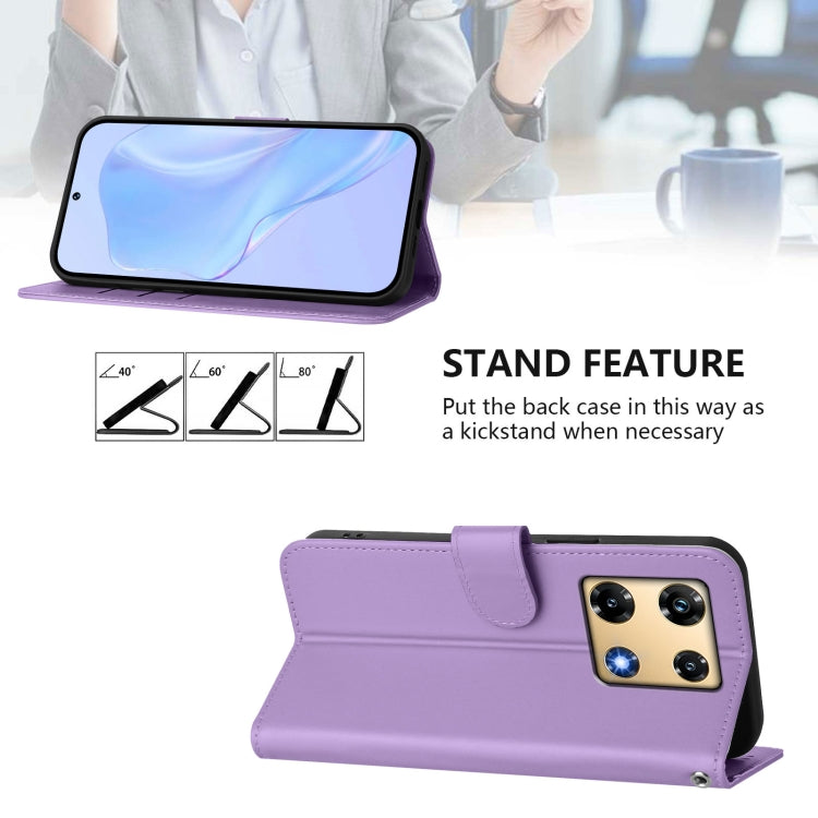 For Infinix Note 30 Pro 4G Skin Feel Solid Color Leather Phone Case with Lanyard