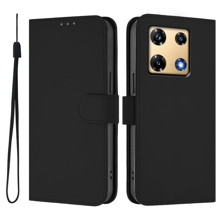 For Infinix Note 30 Pro 4G Skin Feel Solid Color Leather Phone Case with Lanyard