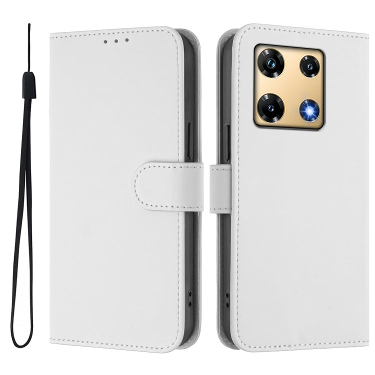 For Infinix Note 30 Pro 4G Skin Feel Solid Color Leather Phone Case with Lanyard