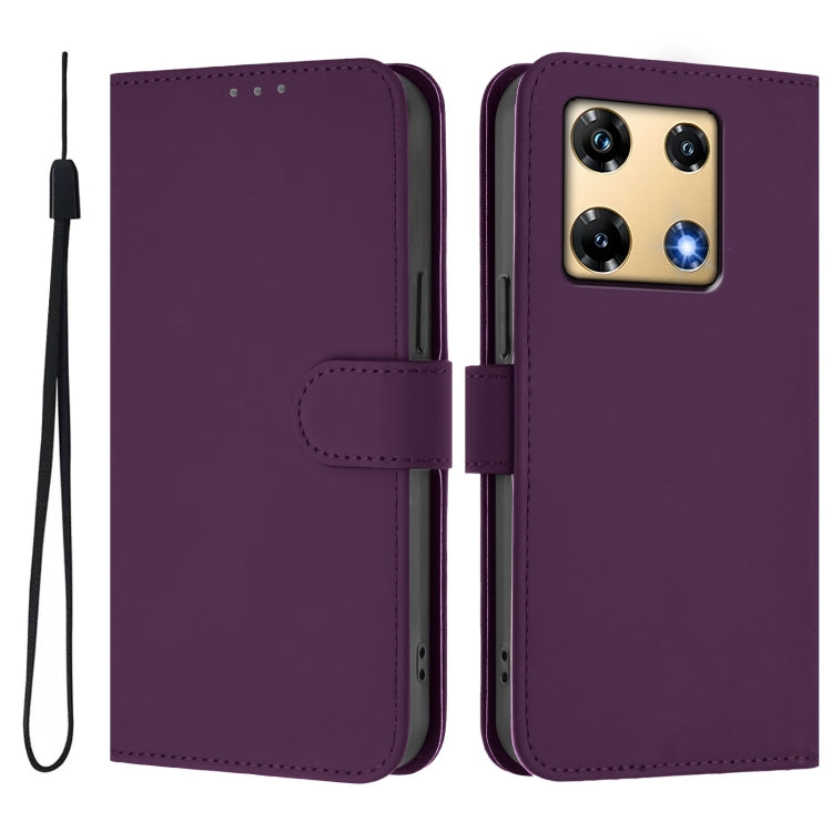 For Infinix Note 30 Pro 4G Skin Feel Solid Color Leather Phone Case with Lanyard