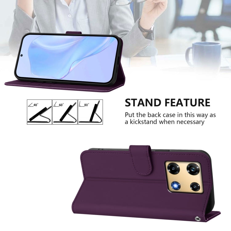 For Infinix Note 30 Pro 4G Skin Feel Solid Color Leather Phone Case with Lanyard