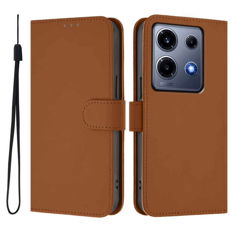 For Infinix Note 30 VIP Skin Feel Solid Color Leather Phone Case with Lanyard