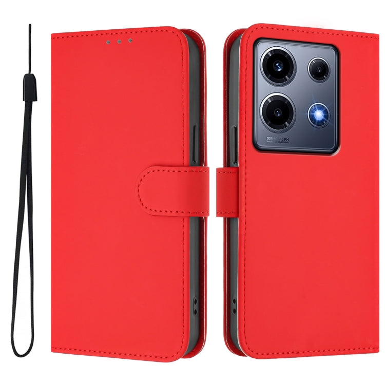 For Infinix Note 30 VIP Skin Feel Solid Color Leather Phone Case with Lanyard