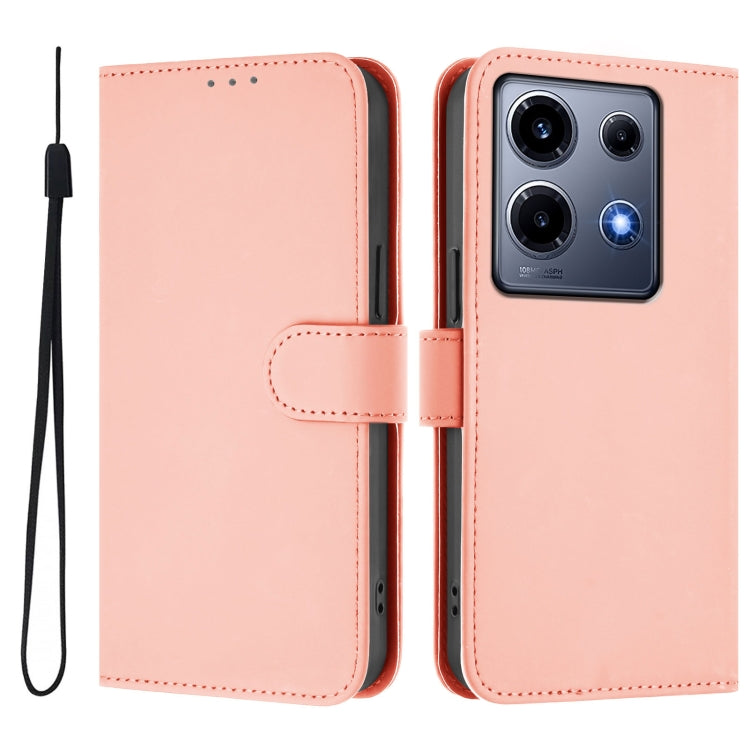 For Infinix Note 30 VIP Skin Feel Solid Color Leather Phone Case with Lanyard