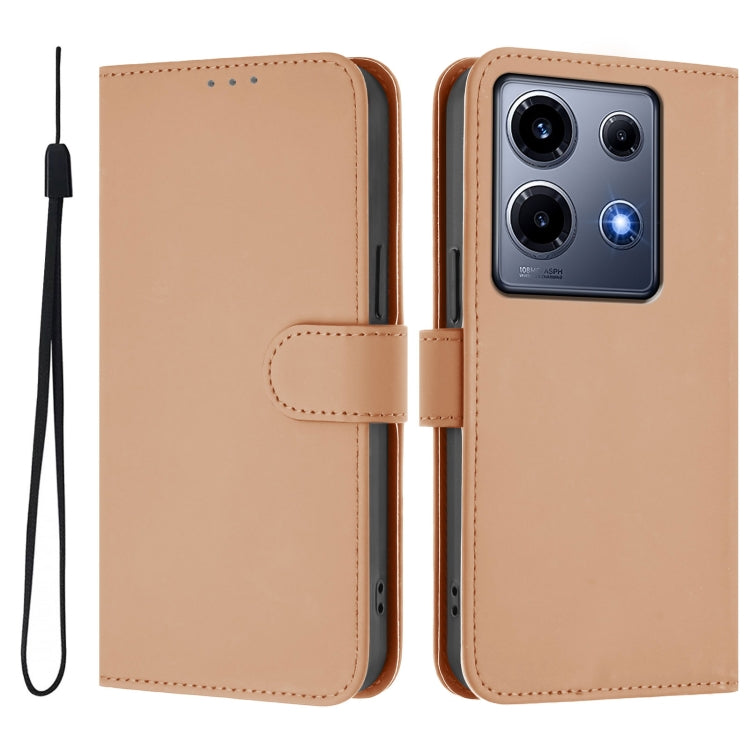 For Infinix Note 30 VIP Skin Feel Solid Color Leather Phone Case with Lanyard