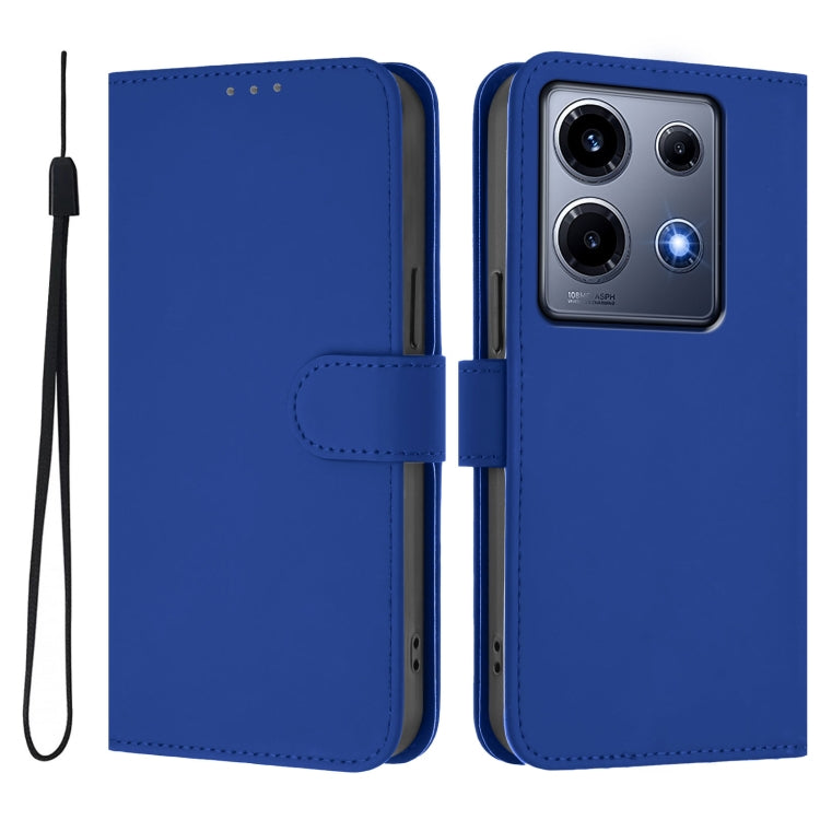 For Infinix Note 30 VIP Skin Feel Solid Color Leather Phone Case with Lanyard