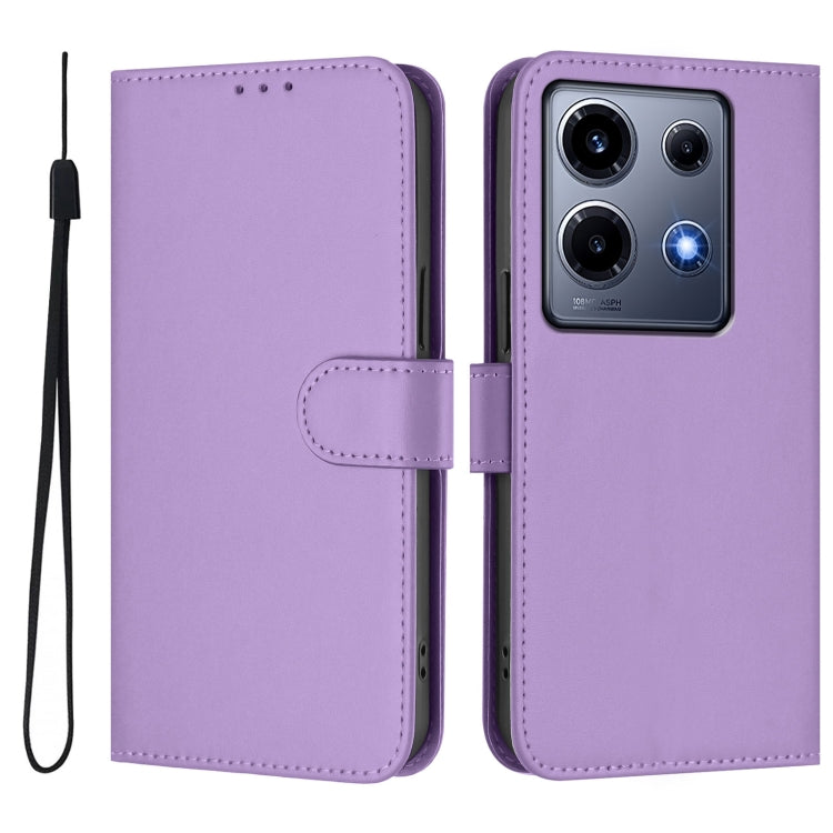 For Infinix Note 30 VIP Skin Feel Solid Color Leather Phone Case with Lanyard