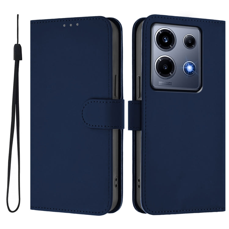 For Infinix Note 30 VIP Skin Feel Solid Color Leather Phone Case with Lanyard