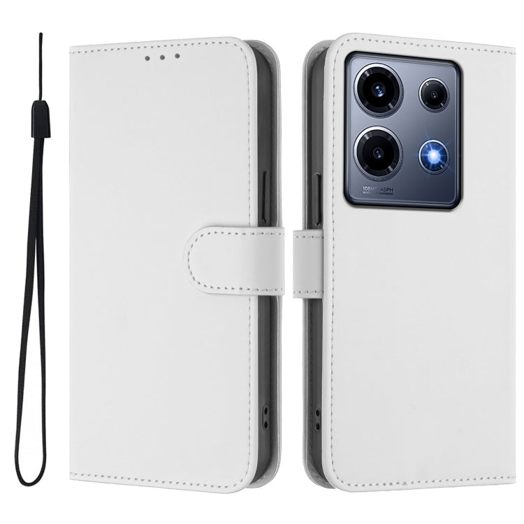 For Infinix Note 30 VIP Skin Feel Solid Color Leather Phone Case with Lanyard