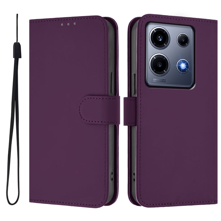 For Infinix Note 30 VIP Skin Feel Solid Color Leather Phone Case with Lanyard