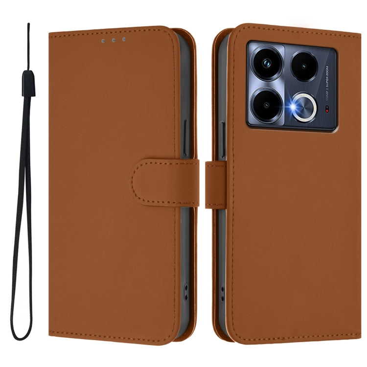 For Infinix Note 40 5G Skin Feel Solid Color Leather Phone Case with Lanyard