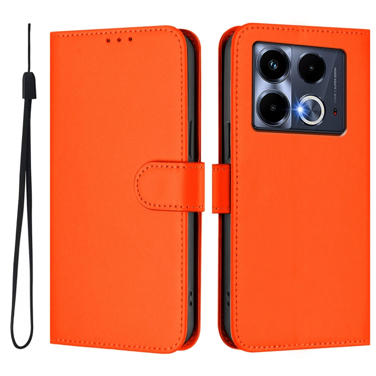 For Infinix Note 40 5G Skin Feel Solid Color Leather Phone Case with Lanyard