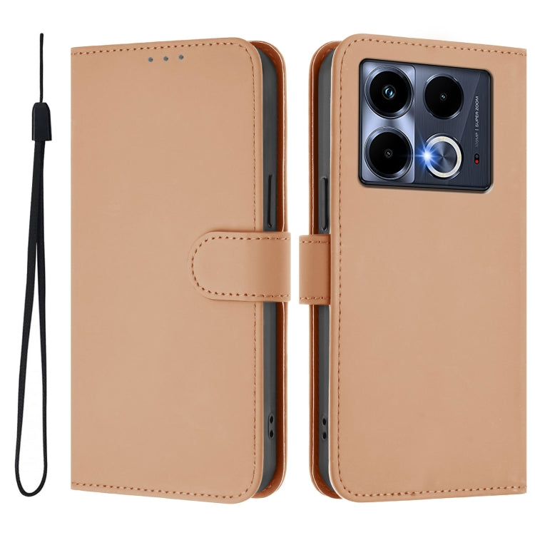 For Infinix Note 40 5G Skin Feel Solid Color Leather Phone Case with Lanyard