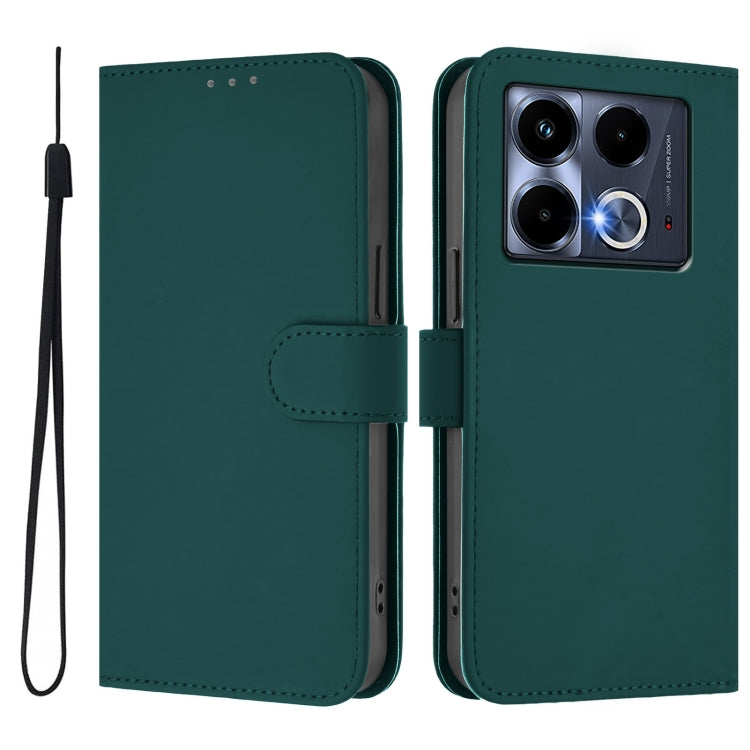For Infinix Note 40 5G Skin Feel Solid Color Leather Phone Case with Lanyard
