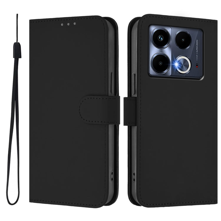For Infinix Note 40 5G Skin Feel Solid Color Leather Phone Case with Lanyard