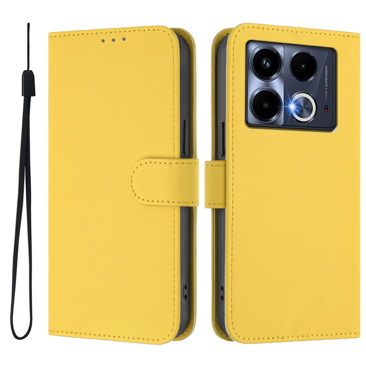 For Infinix Note 40 5G Skin Feel Solid Color Leather Phone Case with Lanyard
