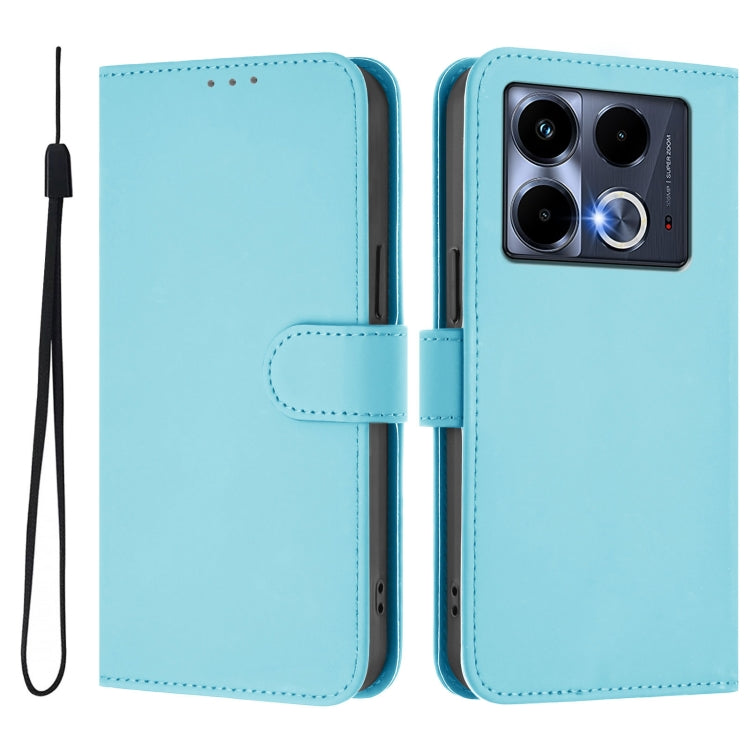 For Infinix Note 40 5G Skin Feel Solid Color Leather Phone Case with Lanyard