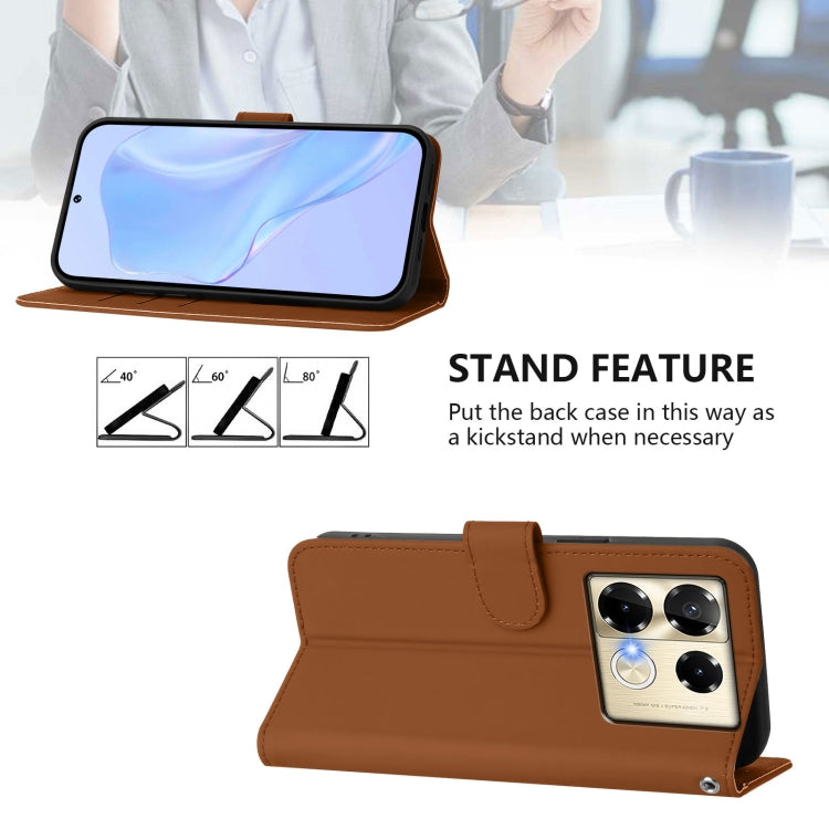 For Infinix Note 40 Pro 4G Skin Feel Solid Color Leather Phone Case with Lanyard