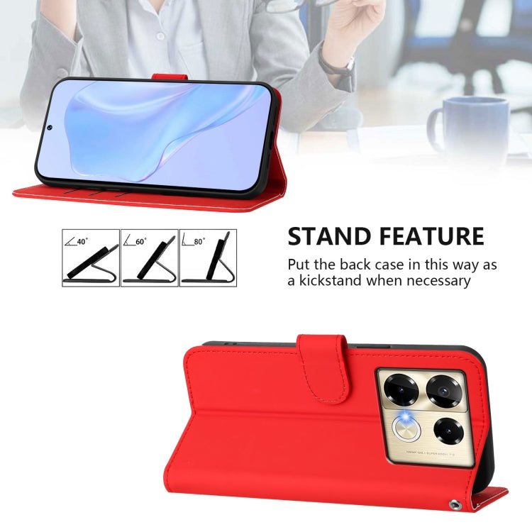For Infinix Note 40 Pro 4G Skin Feel Solid Color Leather Phone Case with Lanyard