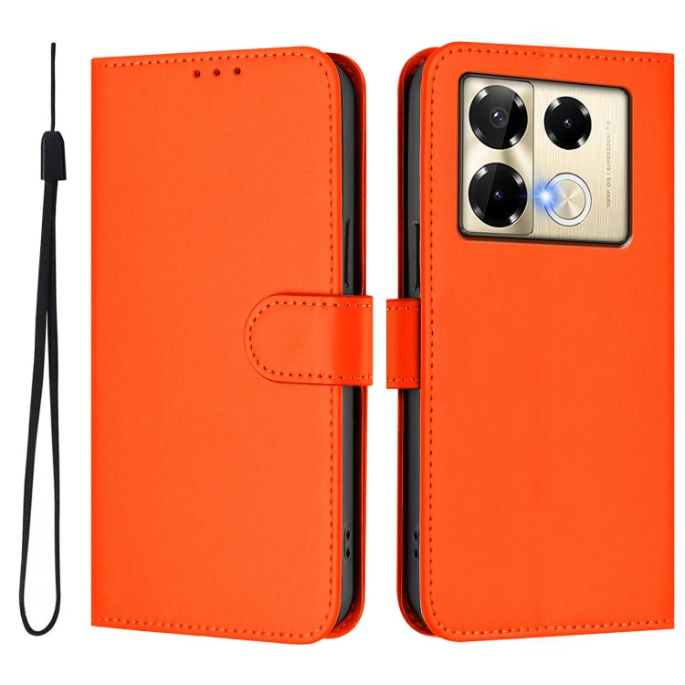 For Infinix Note 40 Pro 4G Skin Feel Solid Color Leather Phone Case with Lanyard