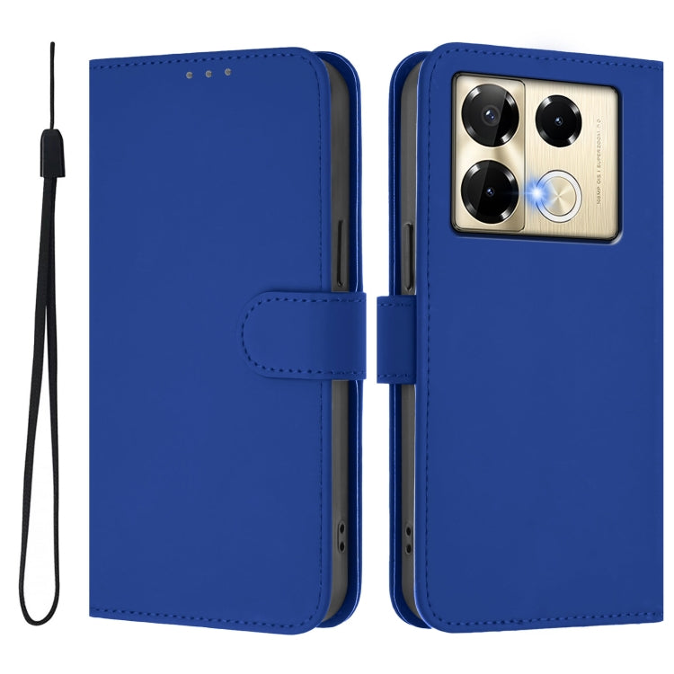 For Infinix Note 40 Pro 4G Skin Feel Solid Color Leather Phone Case with Lanyard