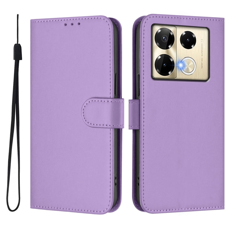 For Infinix Note 40 Pro 4G Skin Feel Solid Color Leather Phone Case with Lanyard