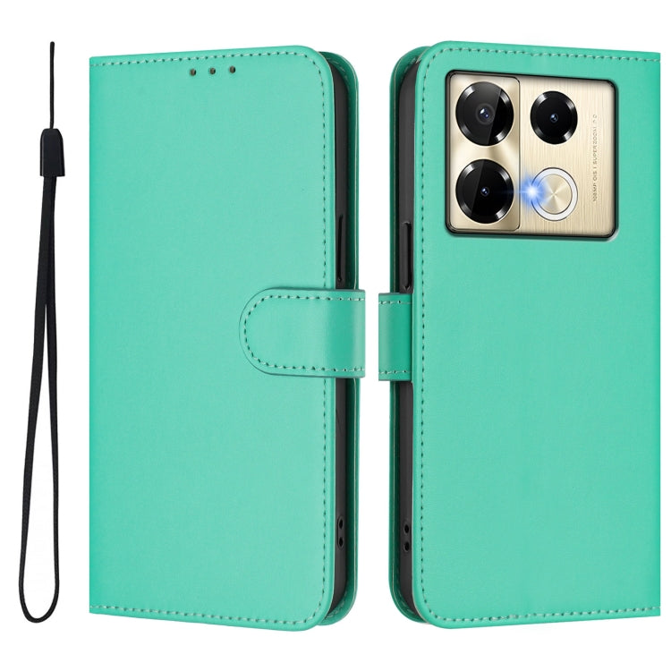 For Infinix Note 40 Pro 4G Skin Feel Solid Color Leather Phone Case with Lanyard