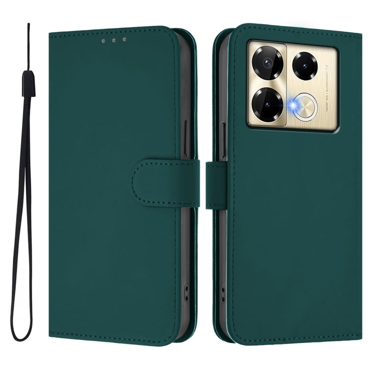 For Infinix Note 40 Pro 4G Skin Feel Solid Color Leather Phone Case with Lanyard