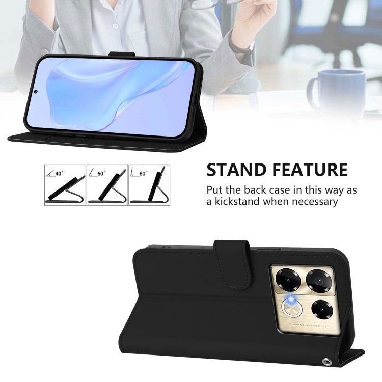 For Infinix Note 40 Pro 4G Skin Feel Solid Color Leather Phone Case with Lanyard