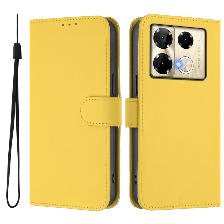 For Infinix Note 40 Pro 4G Skin Feel Solid Color Leather Phone Case with Lanyard