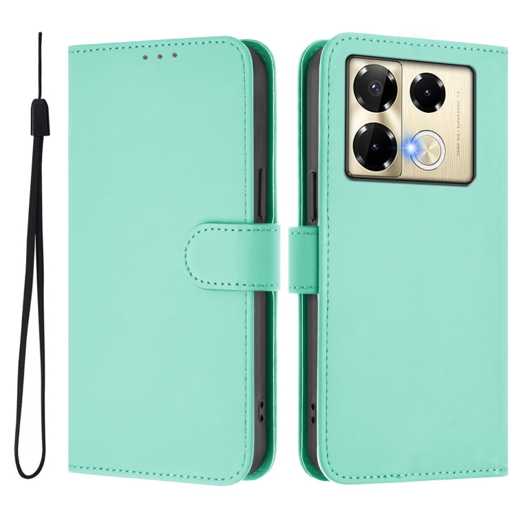 For Infinix Note 40 Pro 4G Skin Feel Solid Color Leather Phone Case with Lanyard