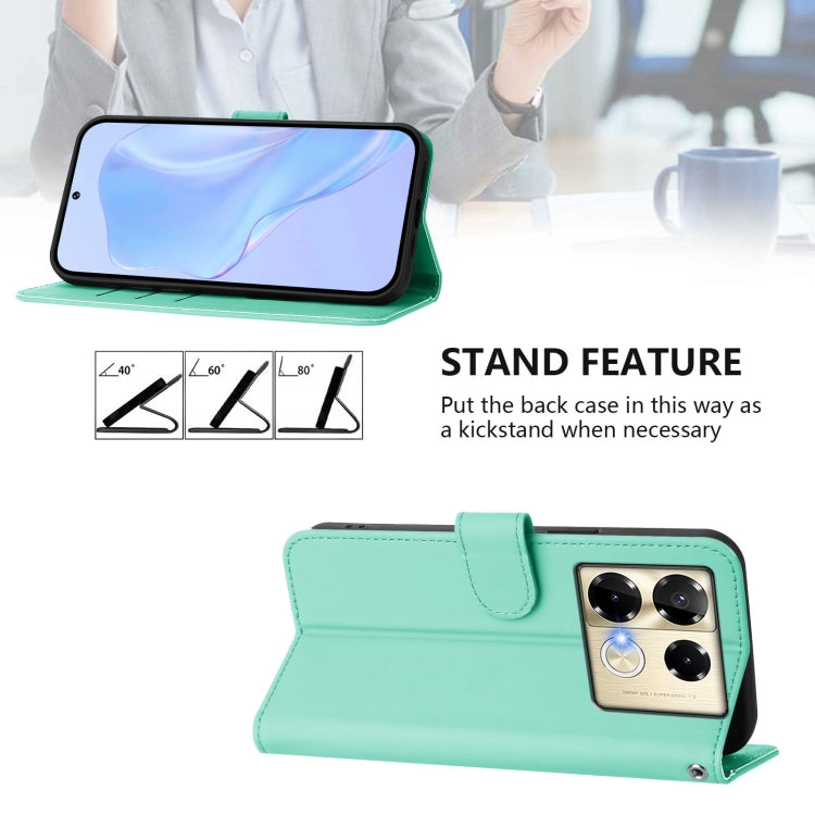 For Infinix Note 40 Pro 4G Skin Feel Solid Color Leather Phone Case with Lanyard