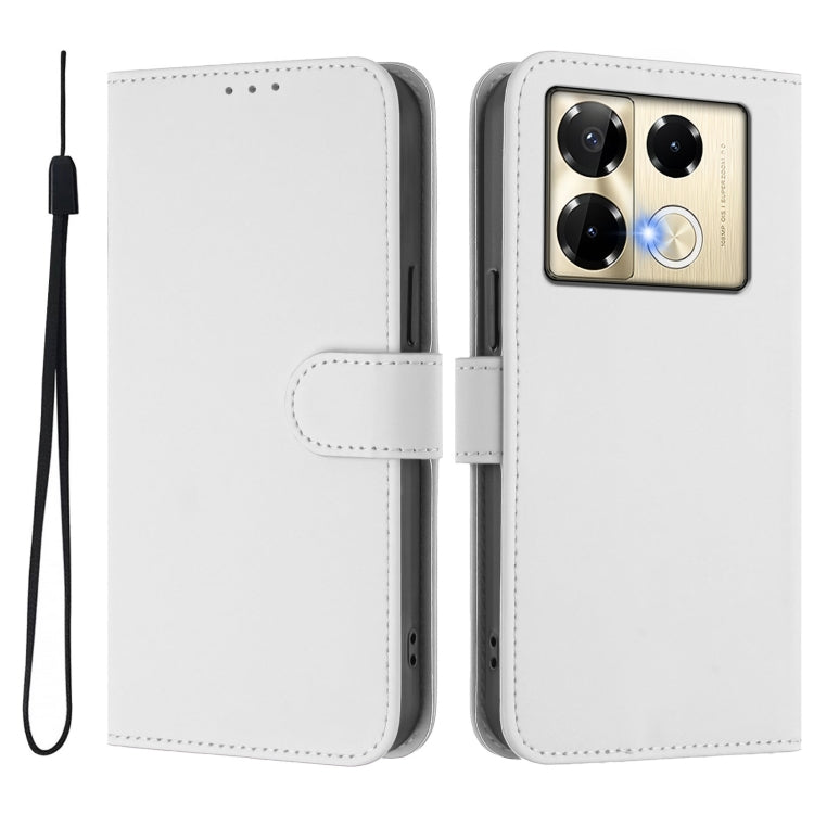 For Infinix Note 40 Pro 4G Skin Feel Solid Color Leather Phone Case with Lanyard