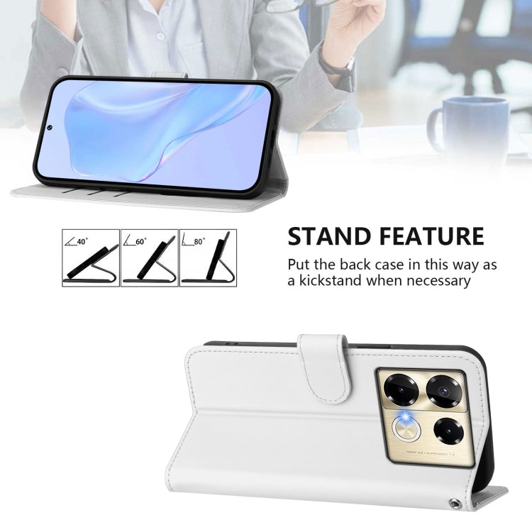 For Infinix Note 40 Pro 4G Skin Feel Solid Color Leather Phone Case with Lanyard