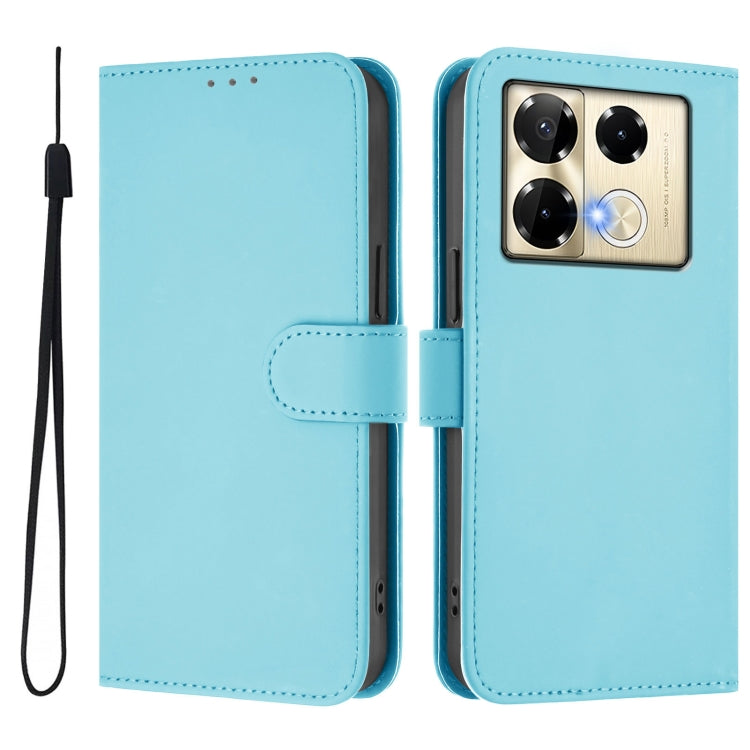 For Infinix Note 40 Pro 4G Skin Feel Solid Color Leather Phone Case with Lanyard
