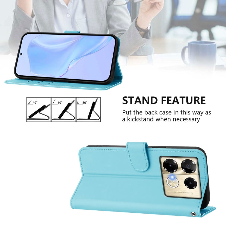 For Infinix Note 40 Pro 4G Skin Feel Solid Color Leather Phone Case with Lanyard