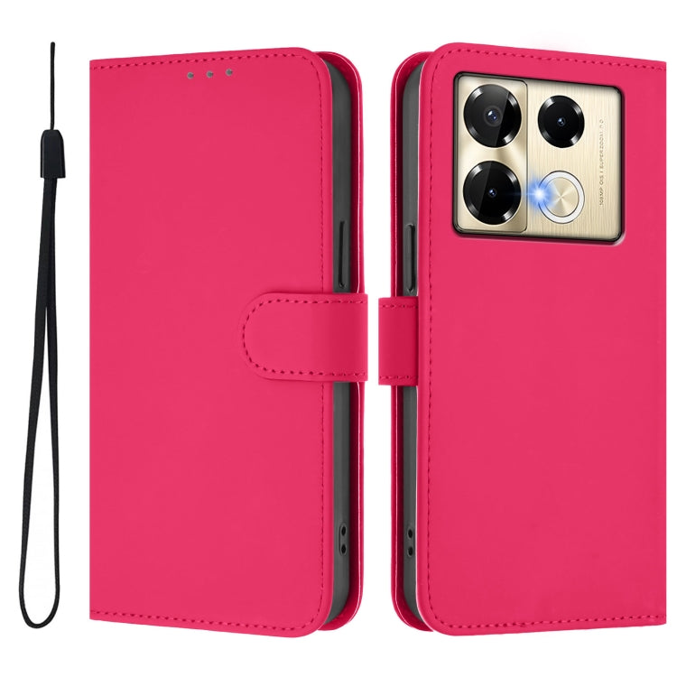 For Infinix Note 40 Pro 4G Skin Feel Solid Color Leather Phone Case with Lanyard